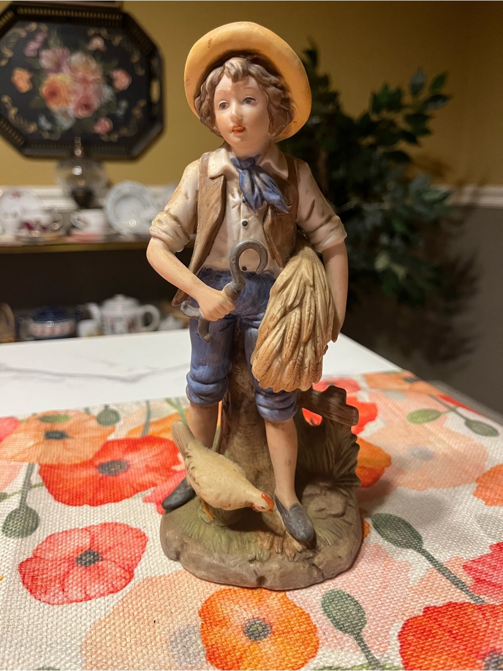 Vintage Homco Porcelain Bisque Farm Boy Figurine